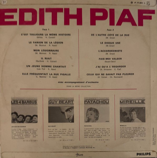 Miniature : Disque vinyle de Edith Piaf - Les Grandes Chansons D'Edith Piaf en vente sur www.vinylesandvintage.com