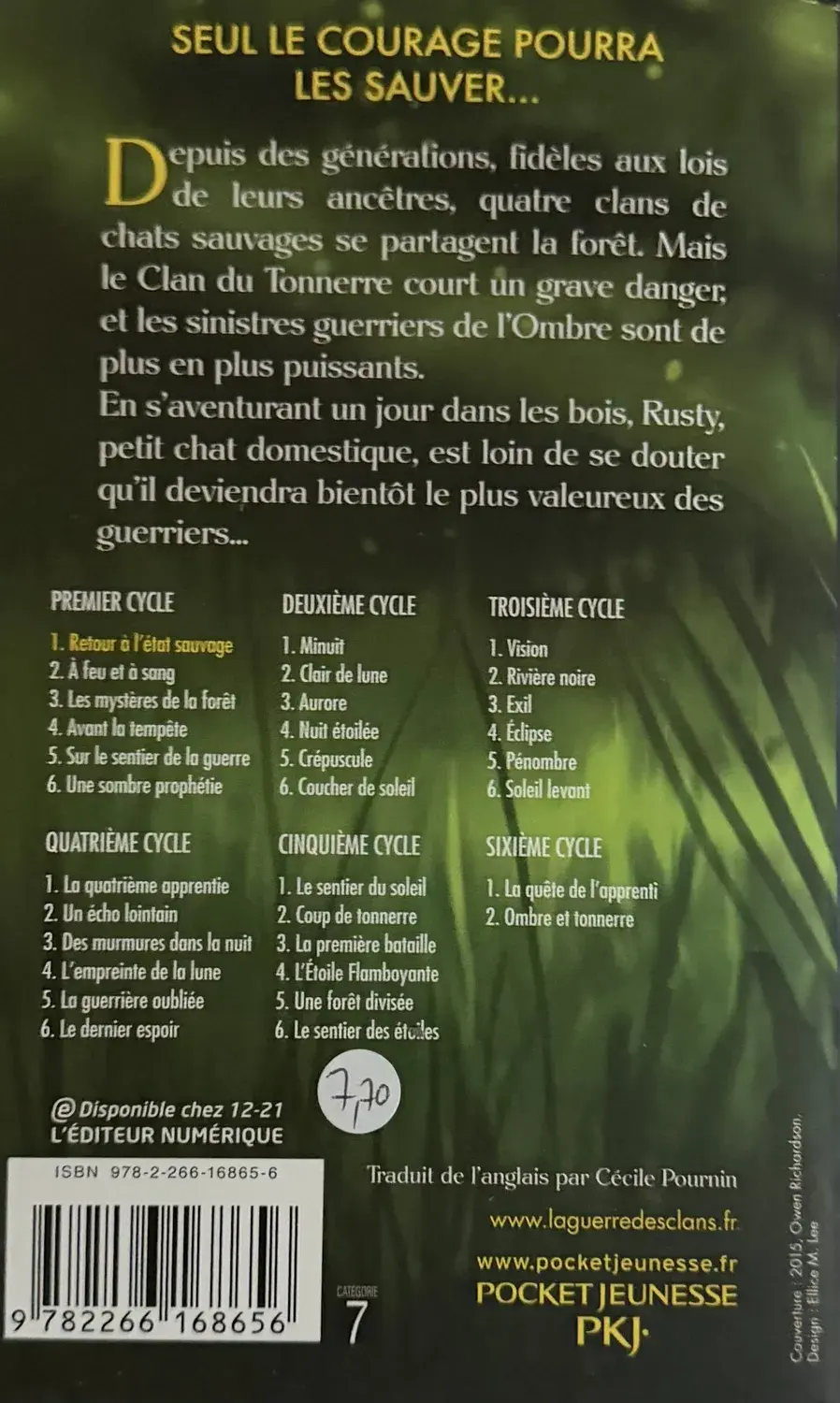 Livre de Erin Hunter - La guerre des clans : Tome 1 : Retour à l'état sauvage | Vinyles & Vintage