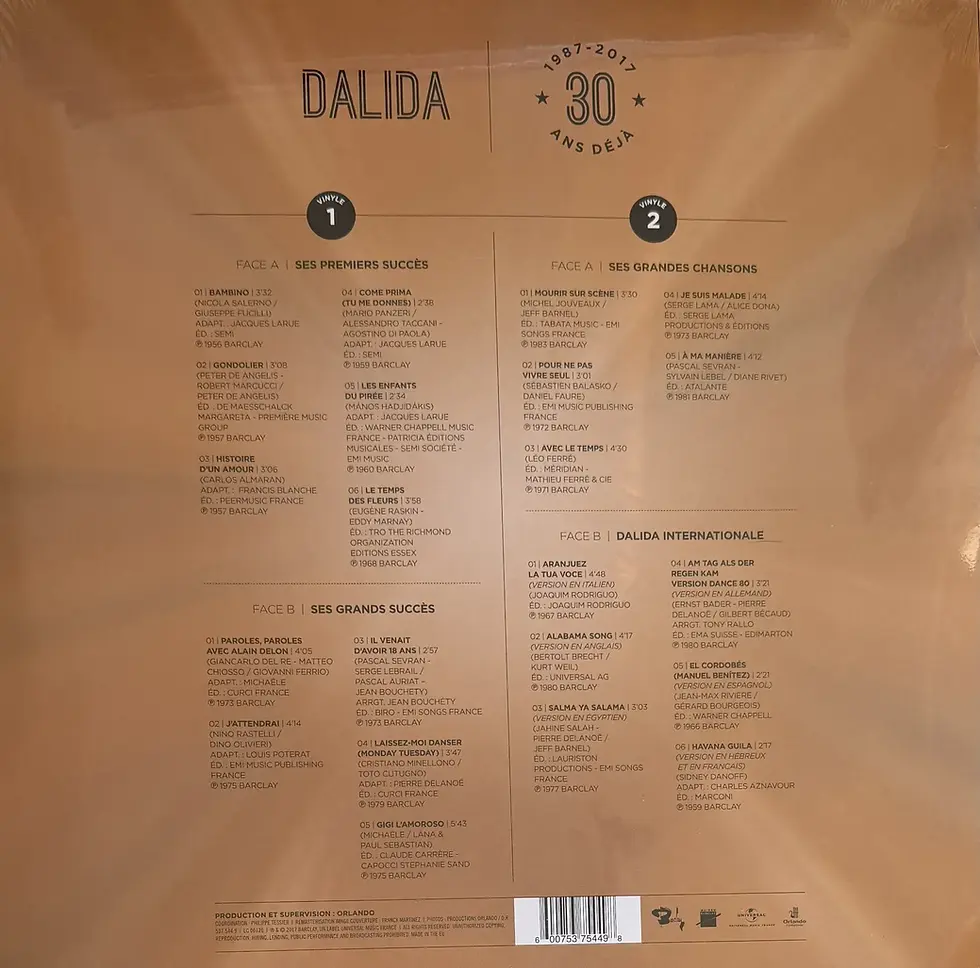 Disque vinyle de Dalida - 30 Ans Déjà (1987-2017) | Vinyles & Vintage