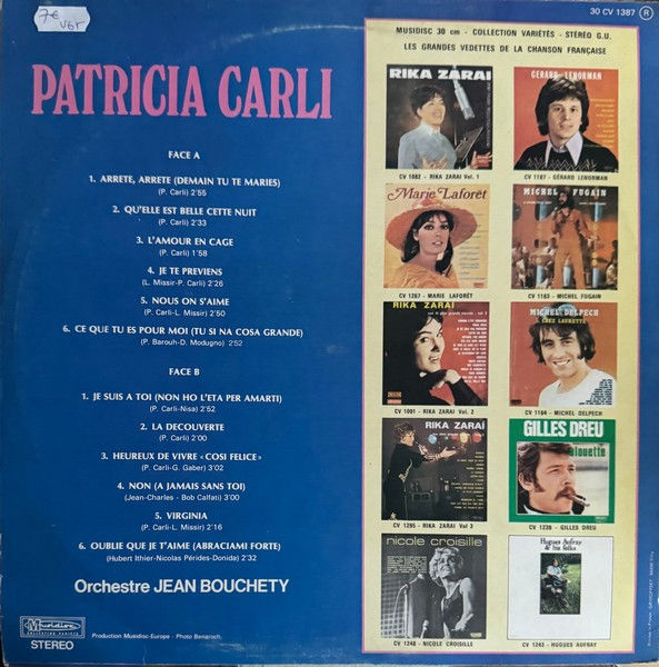 Miniature : Disque vinyle de Patricia Carli ‎– Arrête, Arrête (Demain Tu Te Maries) en vente sur www.vinylesandvintage.com