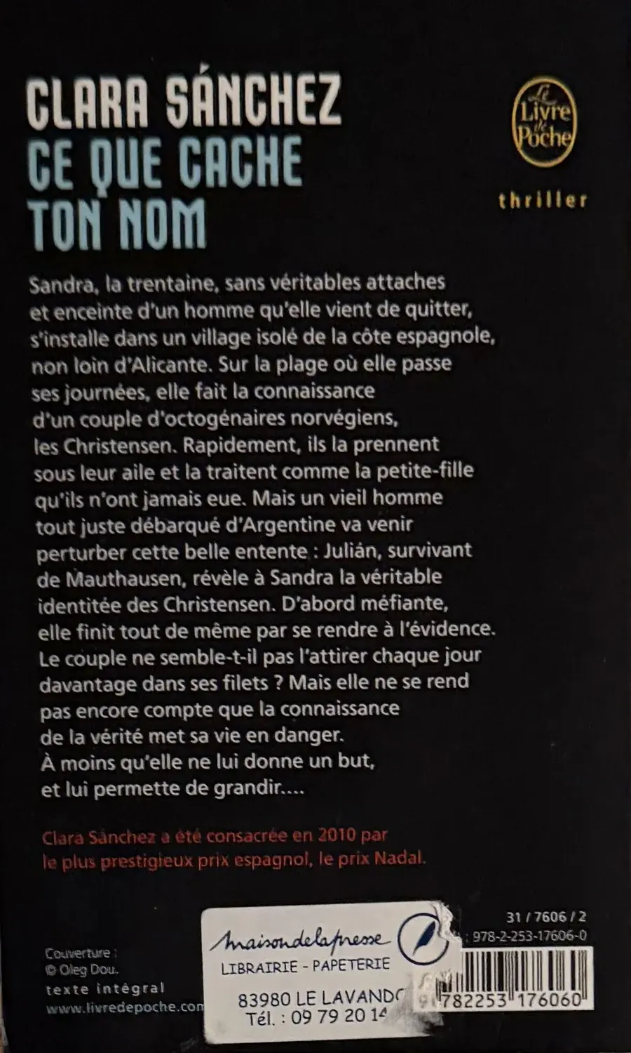 Livre de Clara Sanchez - Ce que cache ton nom | Vinyles & Vintage