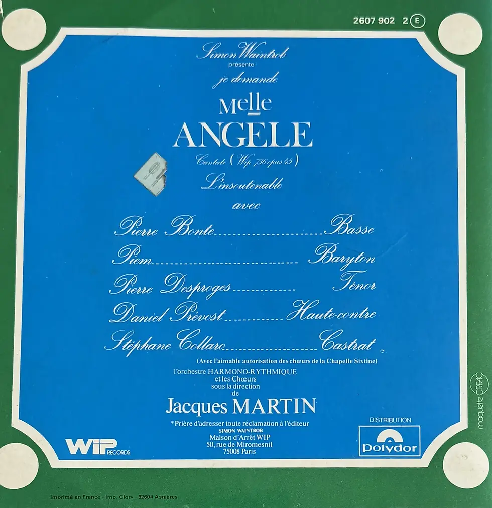 Disque vinyle de Jacques Martin - Je Demande Melle Angèle | Vinyles & Vintage