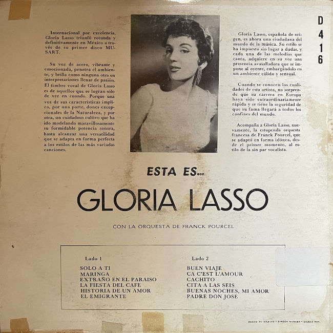 Miniature : Disque vinyle de Gloria Lasso - Esta es… en vente sur www.vinylesandvintage.com