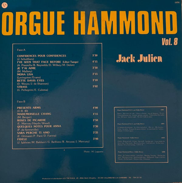 Miniature : Disque vinyle de Jack Julien ‎– Orgue Hammond Vol.8 en vente sur www.vinylesandvintage.com