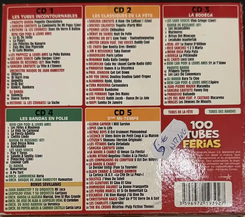 CD Audio de 100 Tubes Ferias - Coffret 5 CD | Vinyles & Vintage