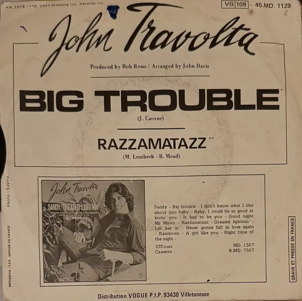 Disque vinyle de John Travolta - Big Trouble | Vinyles & Vintage