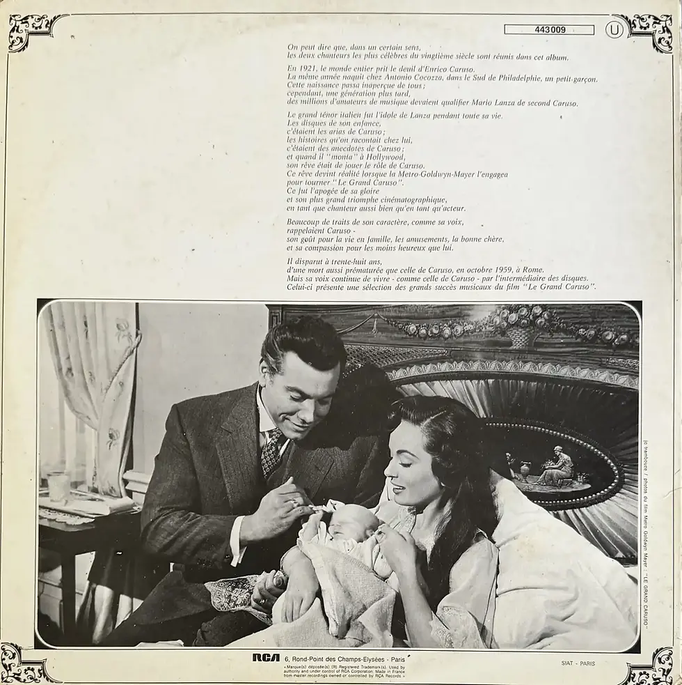 Disque vinyle de Mario Lanza - Le Grand Caruso | Vinyles & Vintage