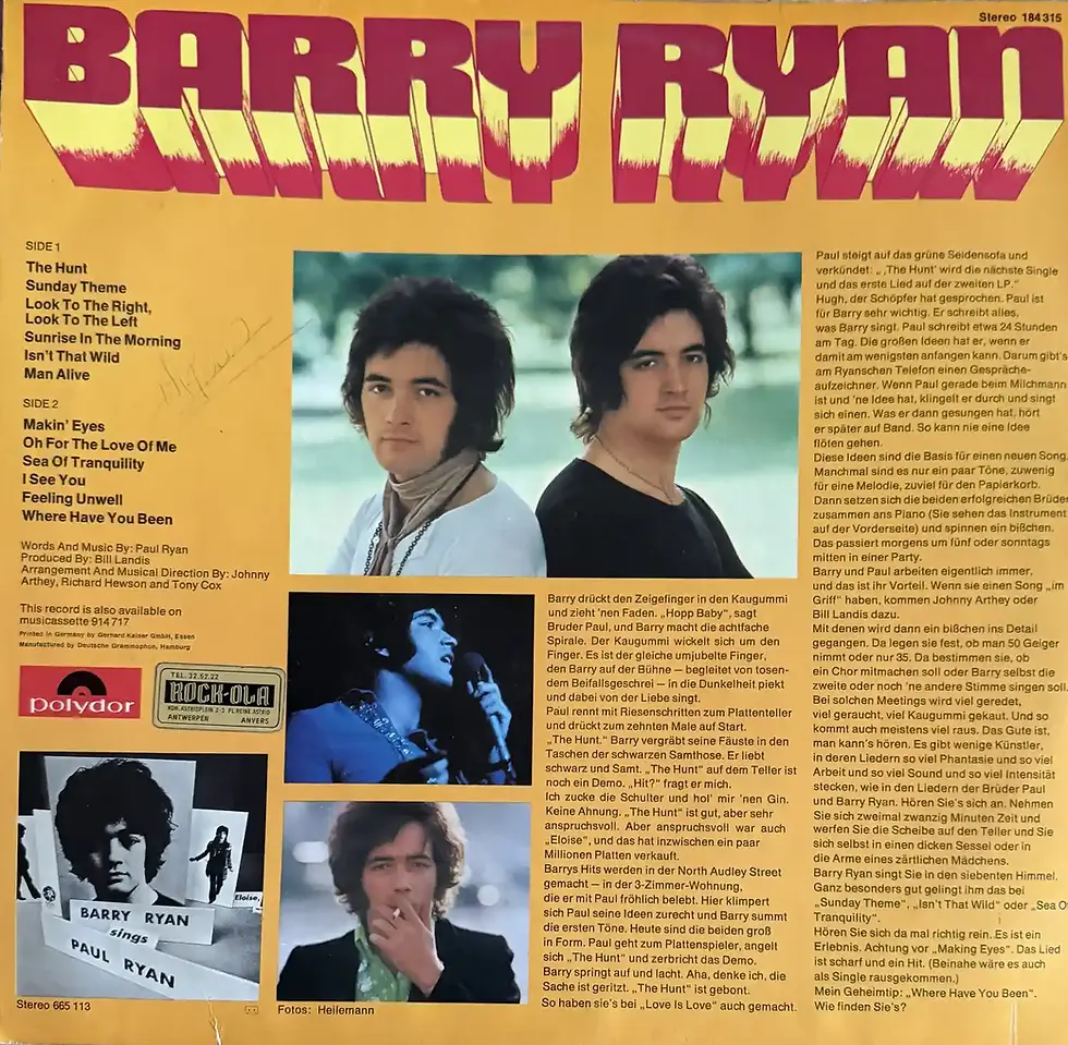 Miniature : Disque vinyle de Barry Ryan - Makin' Eyes | Vinyles & Vintage