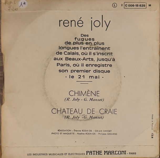 Miniature : Disque vinyle de René Joly ‎– Chimène / Chateau De Craie en vente sur www.vinylesandvintage.com