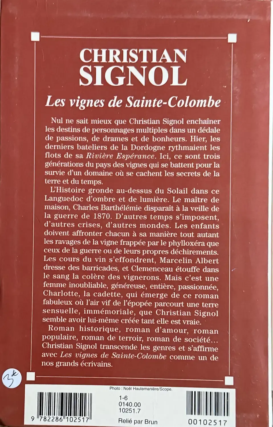 Livre de Christian Signol - Les vignes de Sainte Colombe | Vinyles & Vintage