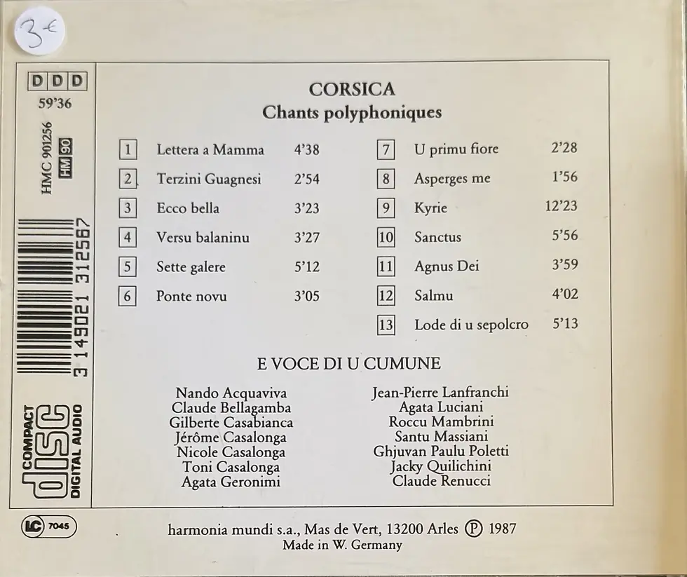 CD Audio de E Voce Di U Cumune - Corsica (Chants Polyphoniques) | Vinyles & Vintage