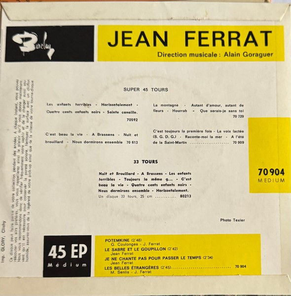 Disque vinyle de Jean Ferrat - Potemkine en vente sur www.vinylesandvintage.com
