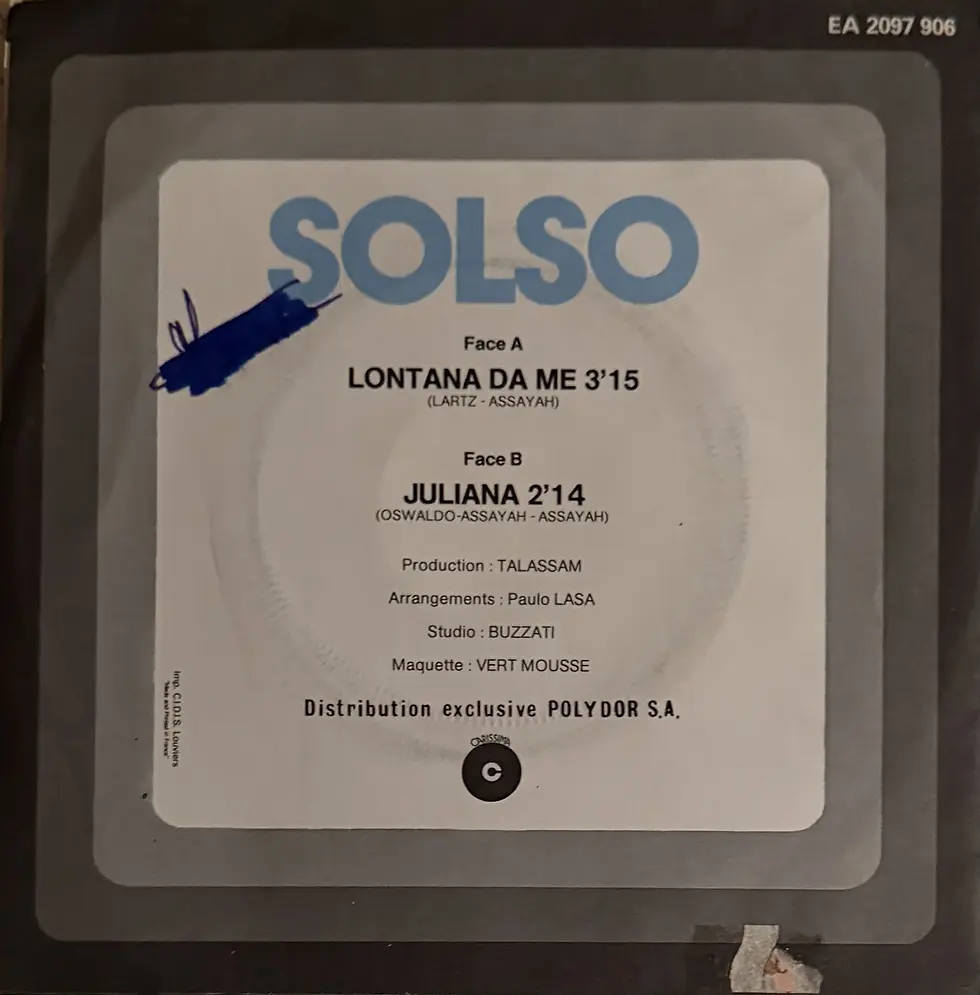 Disque vinyle de Solso - Lontana Da-Me | Vinyles & Vintage
