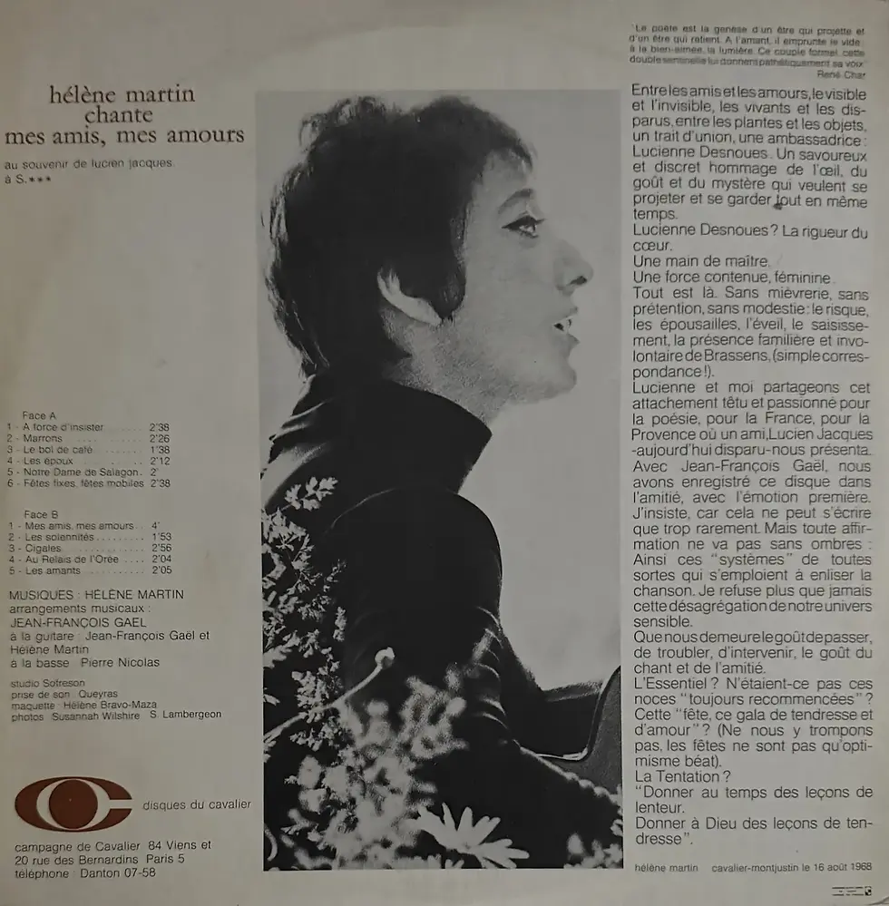 Disque vinyle de Hélène Martin - Chante Mes Amis, Mes Amours | Vinyles & Vintage