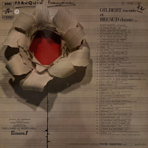 Disque vinyle de Gilbert Bécaud – Gilbert Raconte Et Bécaud Chante en vente sur www.vinylesandvintage.com