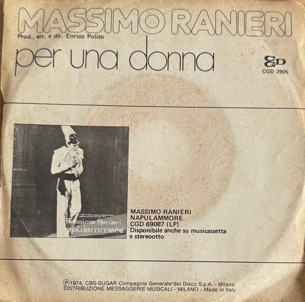 Disque vinyle de Massimo Ranieri - Per Una Donna en vente sur www.vinylesandvintage.com