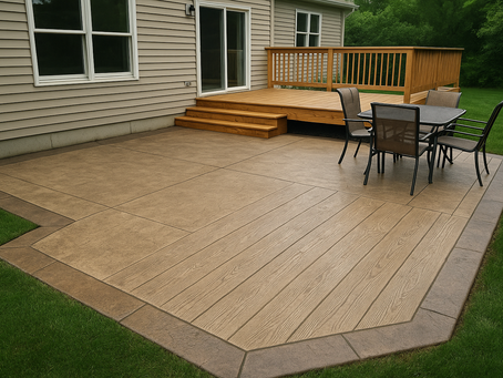 graphic shows a concrete patio or wooden deck