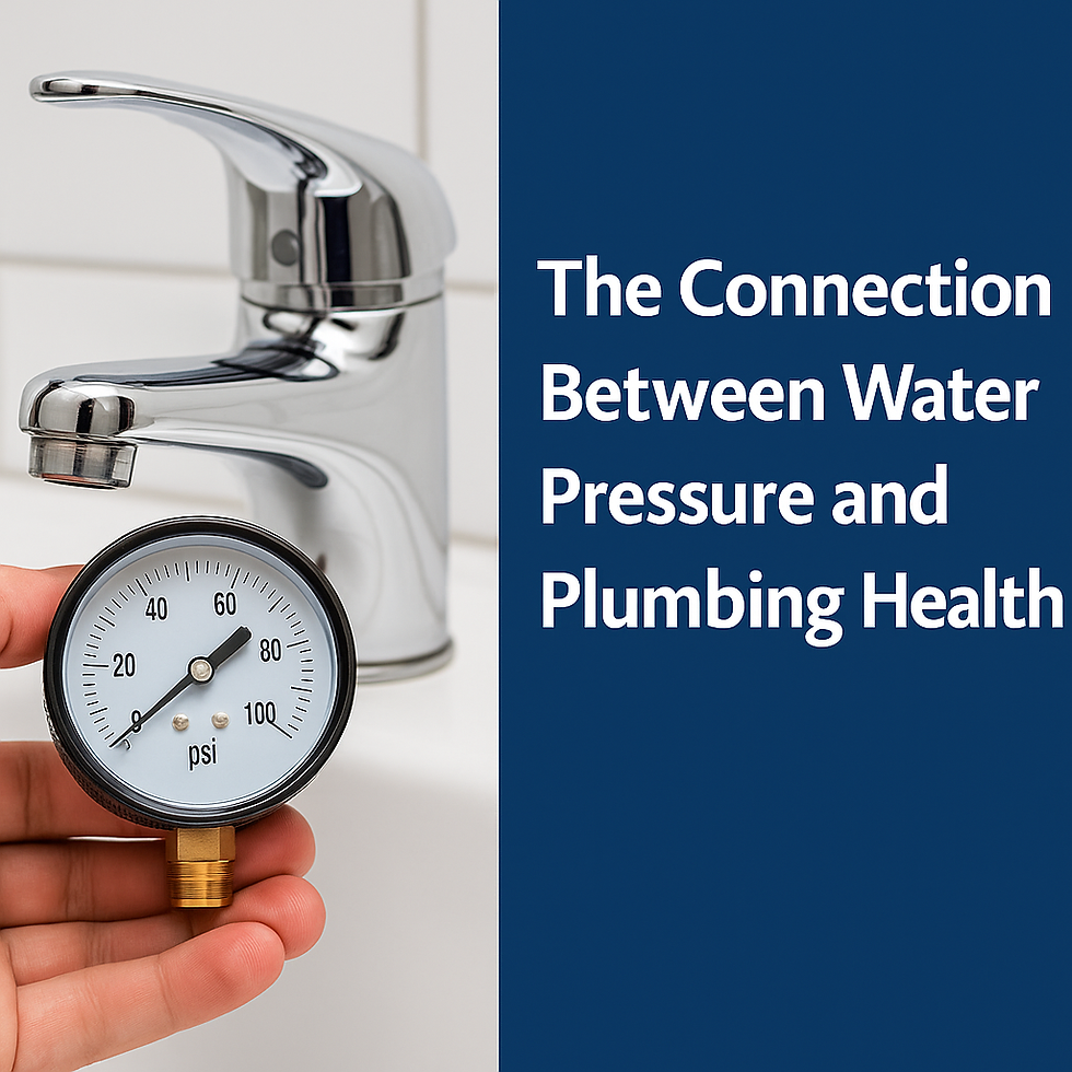 graphic says "The Connection Between Water Pressure and Plumbing Health"