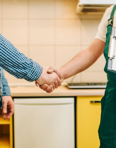 shaking hands with customer