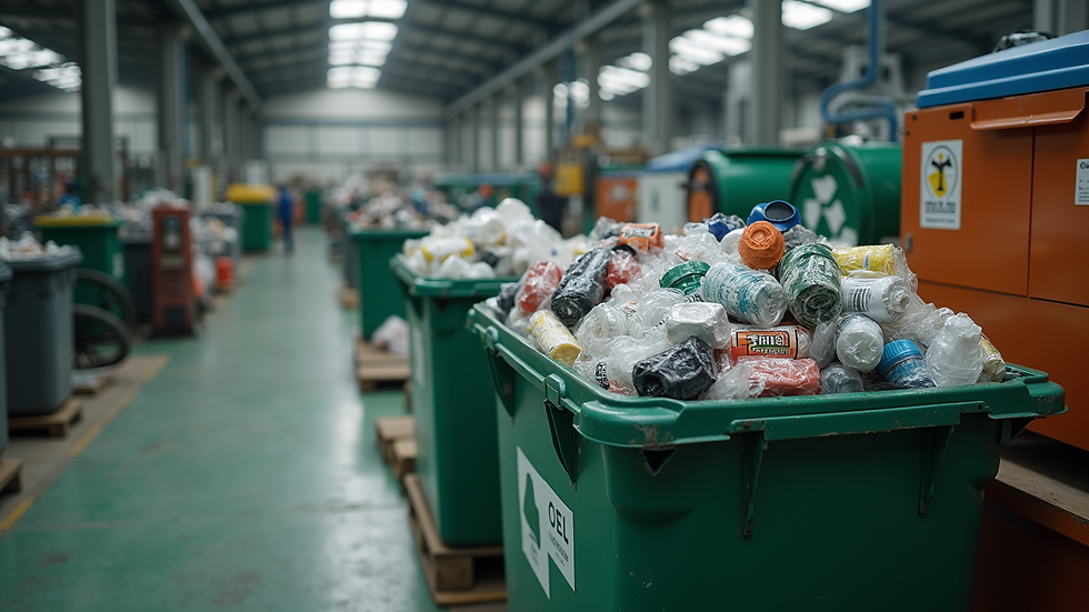 High-angle view of a recycling facility