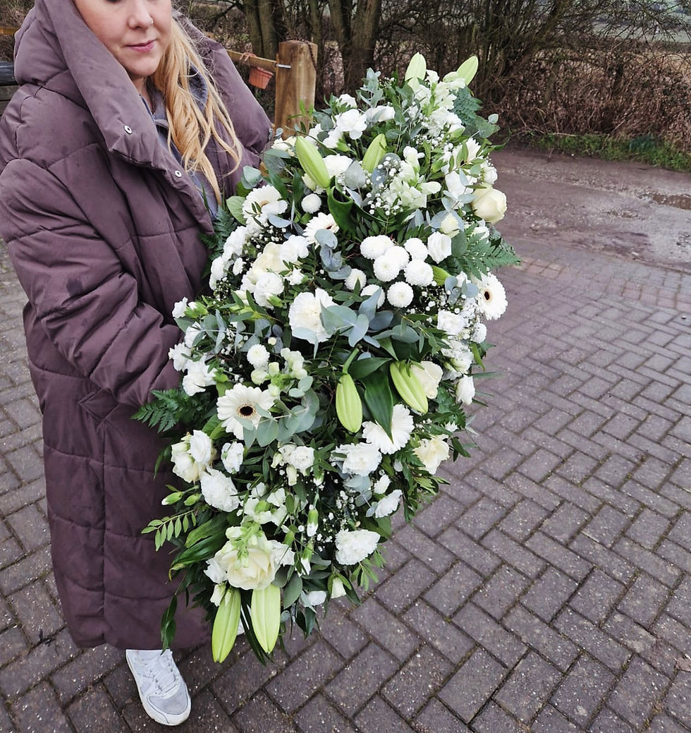 Heavenly White Coffin Spray