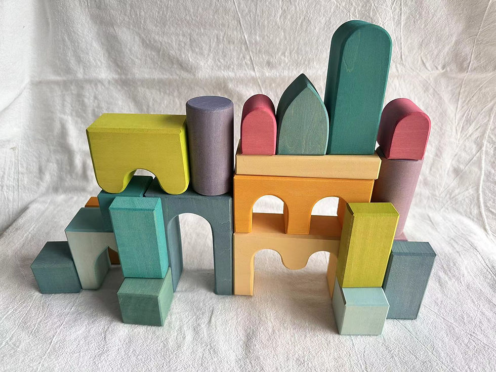 Thumbnail: Kids Wooden Toys Pastel Nordic Buiding Blocks Stacking Crochet House  Animals Ra