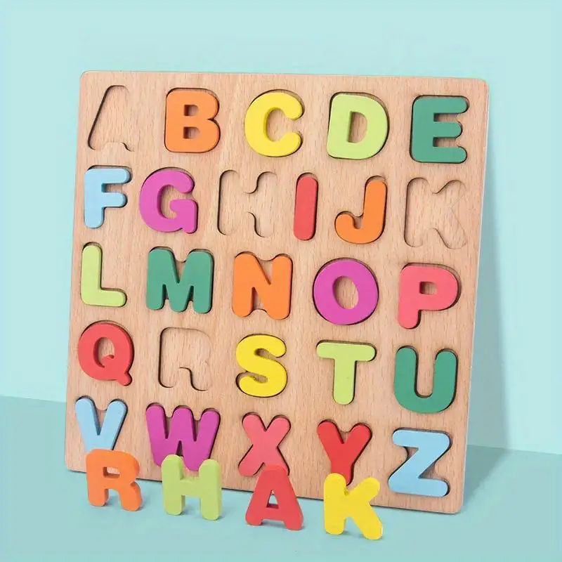 Thumbnail: Colorful Alphabet Number Wooden Puzzles Kids Intelligent Matching Game Preschool