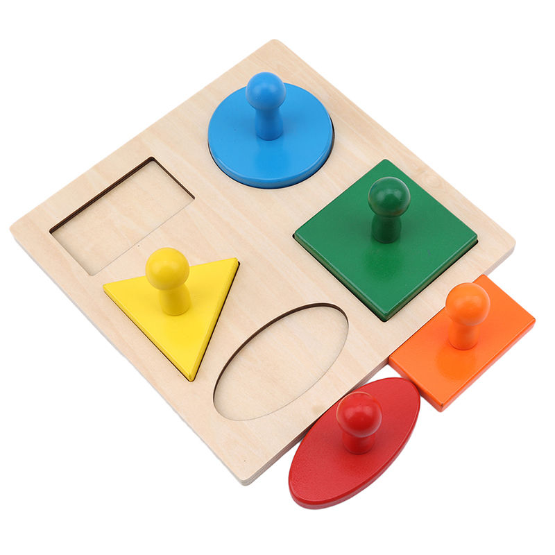 Thumbnail: Montessori Puzzle Toys Wooden Geometric Shapes Sorting Math Colorful Preschool L