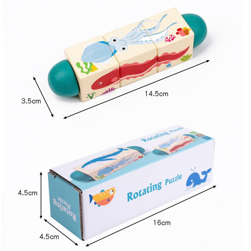 Thumbnail: Wooden Forest Animals Marine Animals Rotating Puzzles Fine Motor Training Animal