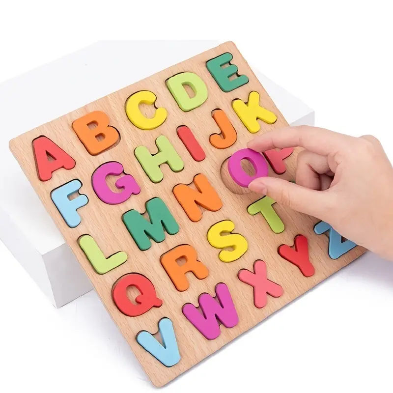 Thumbnail: Colorful Alphabet Number Wooden Puzzles Kids Intelligent Matching Game Preschool