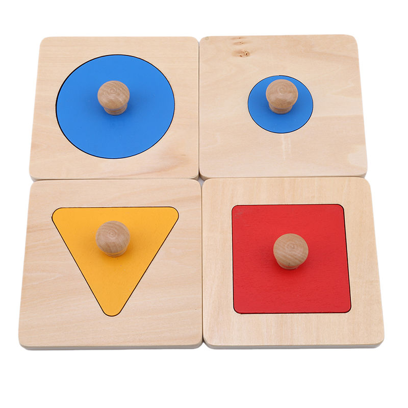 Thumbnail: Montessori Puzzle Toys Wooden Geometric Shapes Sorting Math Colorful Preschool L