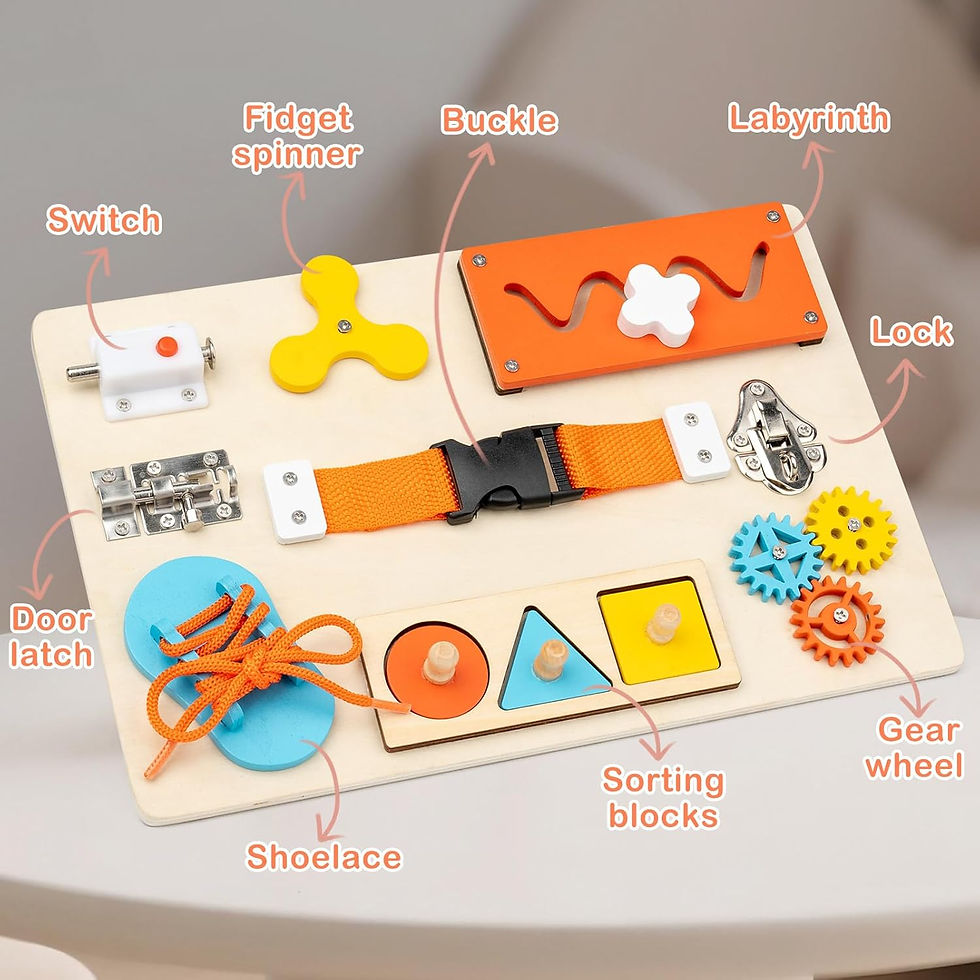 Thumbnail: Montessori Busy Board for Toddlers Wooden Activity Sensory Board for Fine Motor 