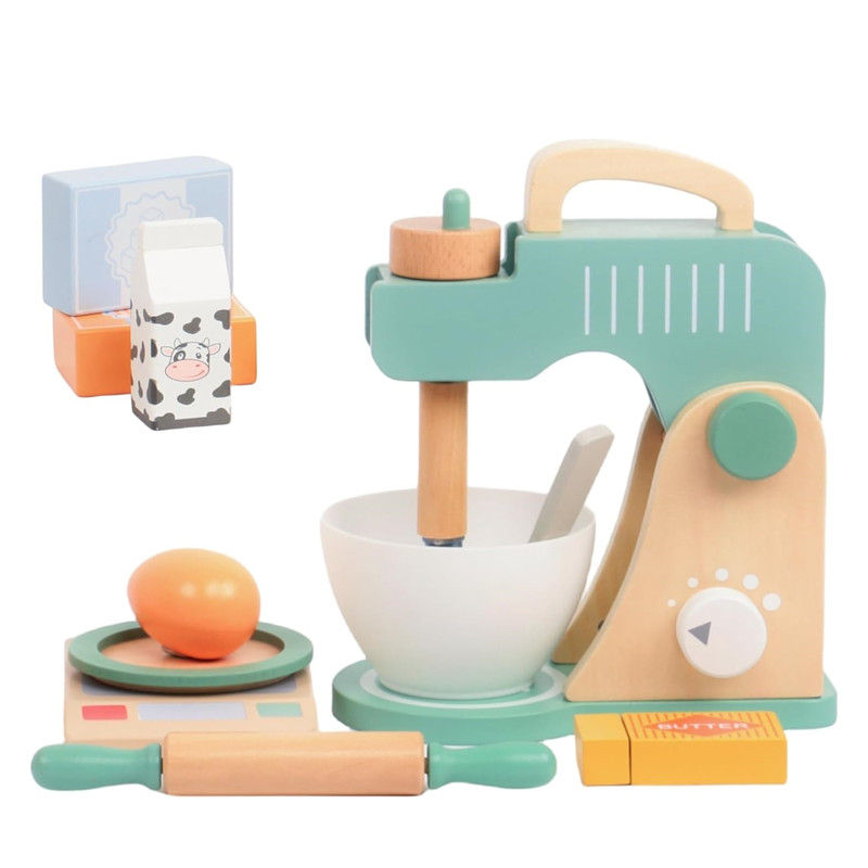 Thumbnail: Wooden Pretend Play Kitchen Toys Coffee Machine Mixer Ice Cream Cake Toy Kids Pl