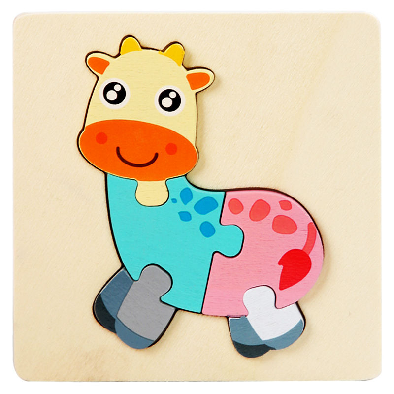 Thumbnail: Kids Wooden Toys 3D Wood Puzzle Cartoon Animals Cognitive Jigsaw Puzzle Early Le
