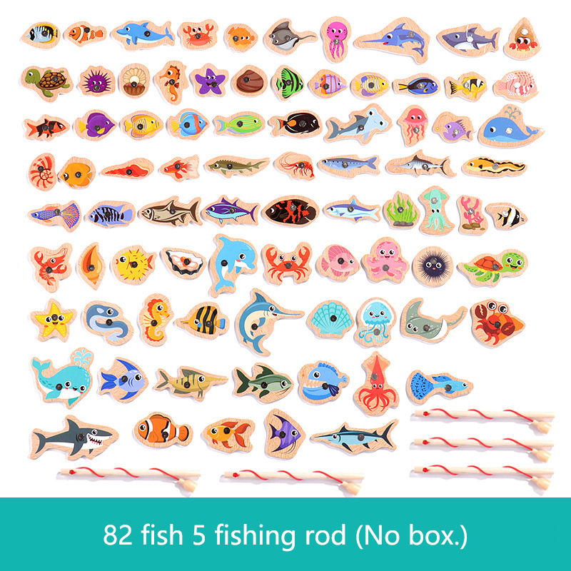 Thumbnail: Wooden Magnetic Fishing Toys for Children Marine Life Cognition Fish Games Baby 