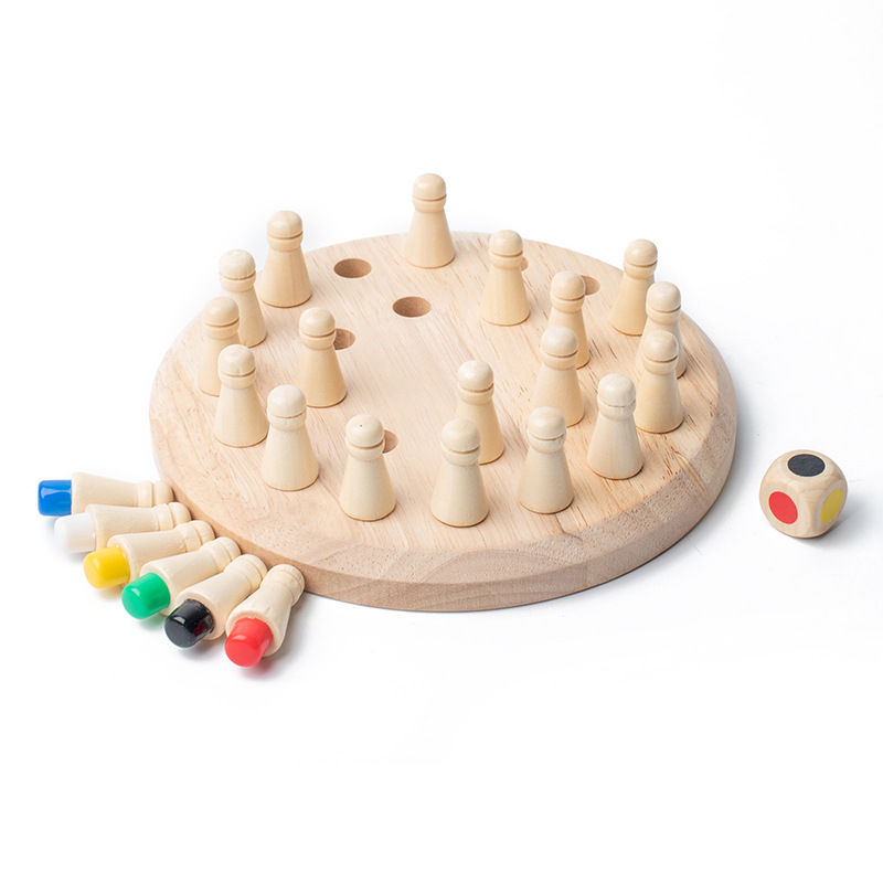 Wooden Memory Match Stick Chess Color Game Board Puzzles Montessori Educational