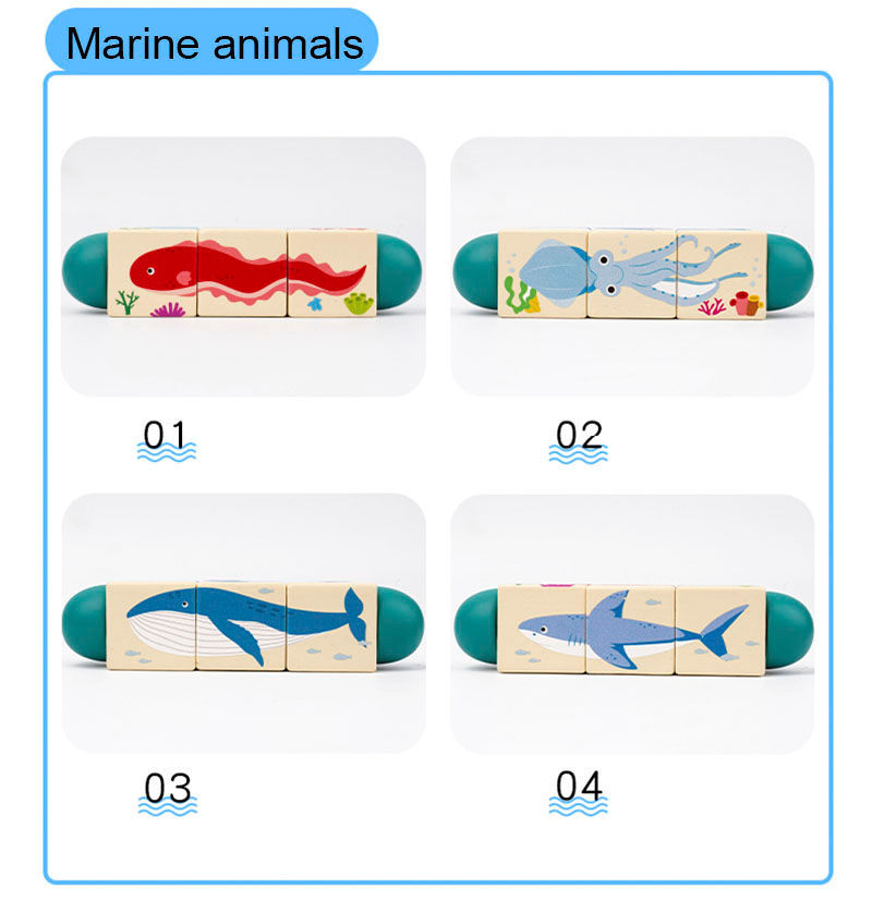 Thumbnail: Wooden Forest Animals Marine Animals Rotating Puzzles Fine Motor Training Animal