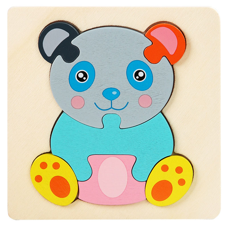 Thumbnail: Kids Wooden Toys 3D Wood Puzzle Cartoon Animals Cognitive Jigsaw Puzzle Early Le