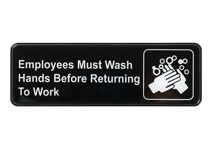 Thumbnail: employees mush wash hands before returning to work sign