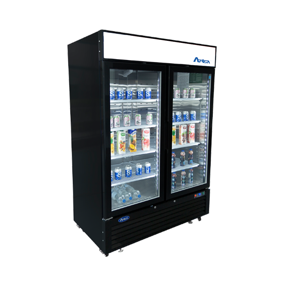 Thumbnail: Atosa Black Cabinet Two (2) Glass Door Merchandiser Cooler - MCF8733GR