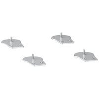 Four silver oven feet are displayed on a white background for support.