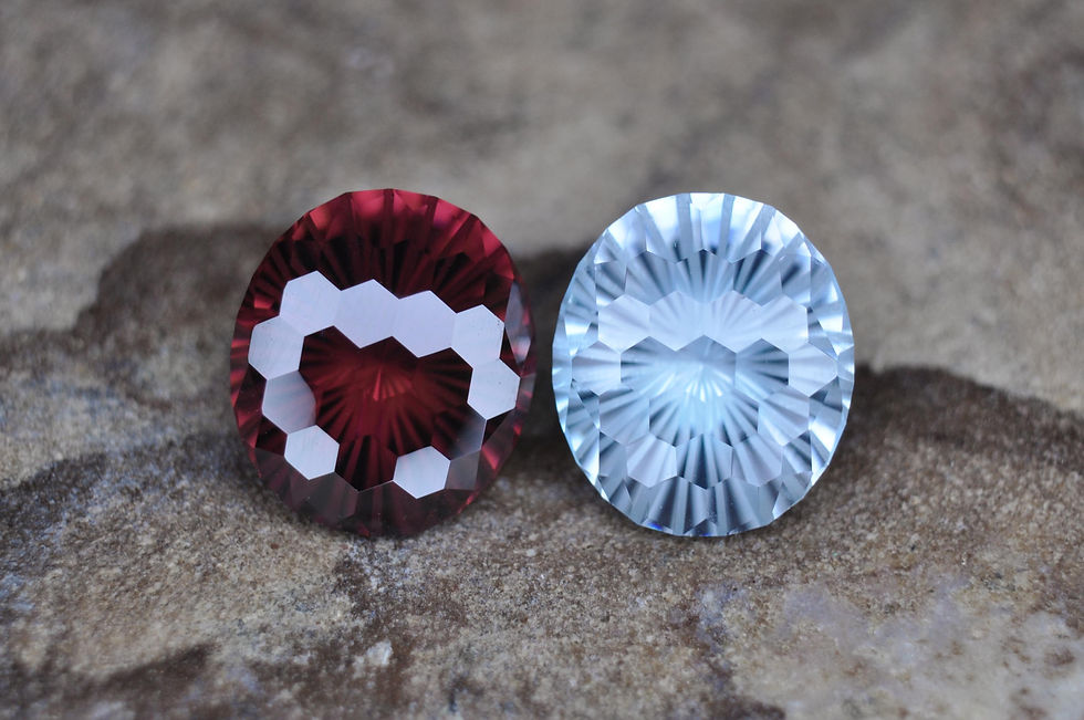 Duo de zircon bleu et rouge