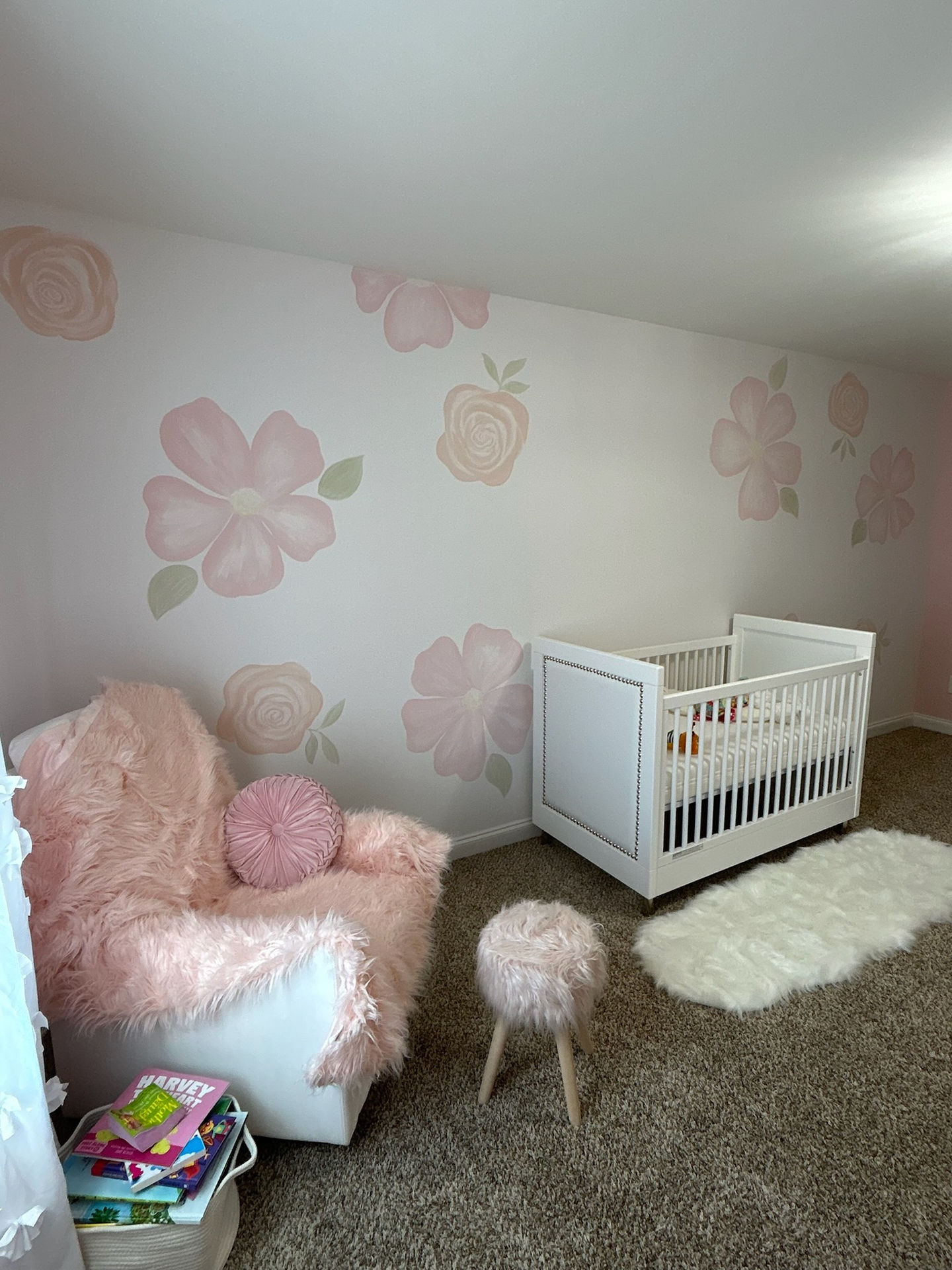 Baby Pink Flower Nursery Mural