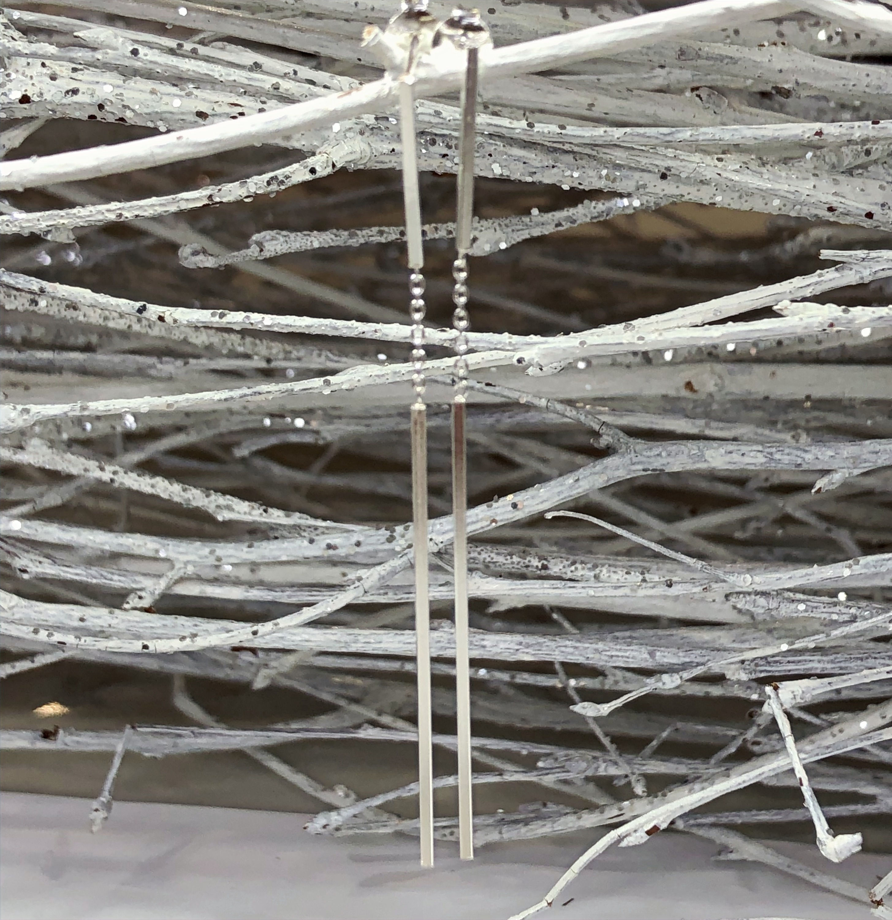 elegant matchstick dangly sterling silverearrings