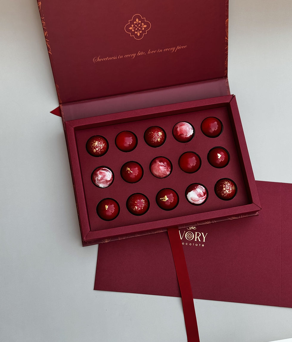 red box with chocolate 