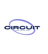 logo with a dark blue text saying "circuit" on a white background