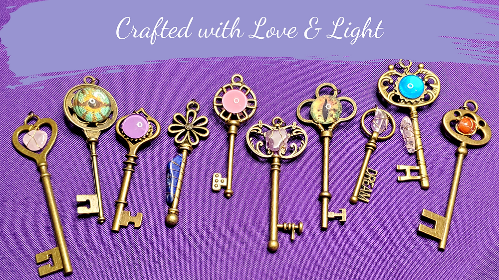 Crystal-adorned key pendants put together by Ashley Tilson