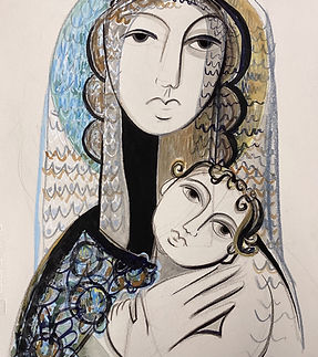 Sarah Sharpe — Vale of Tears — Watercolour ink and wax crayon — Our Lady — Epiphany Art