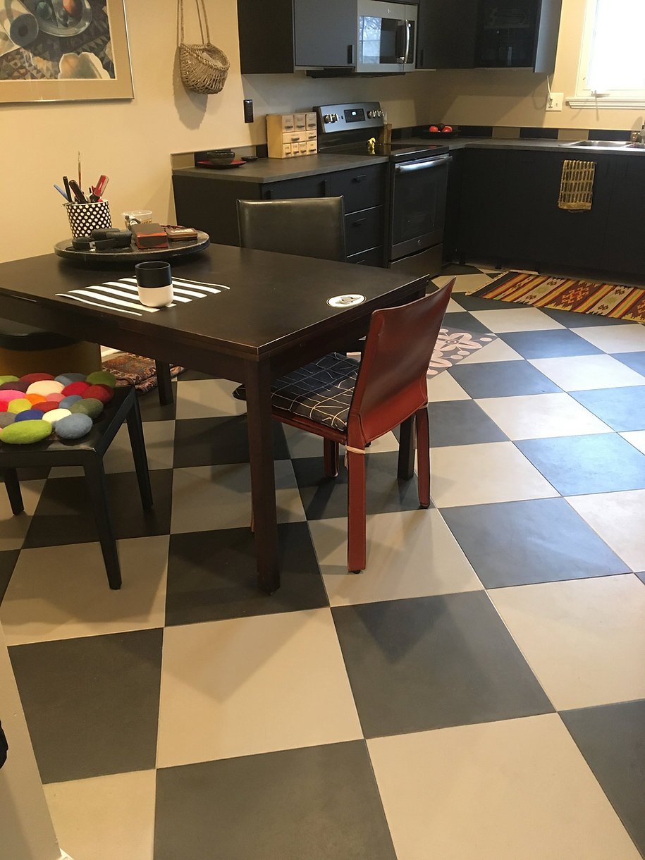 Painted floor tiles