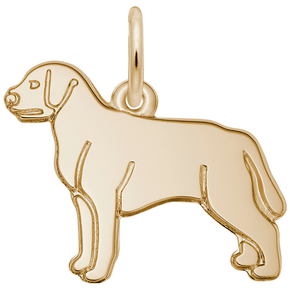 Flat Labrador Retriever Dog Charm in Silver or Gold